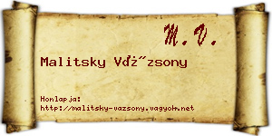 Malitsky Vázsony névjegykártya